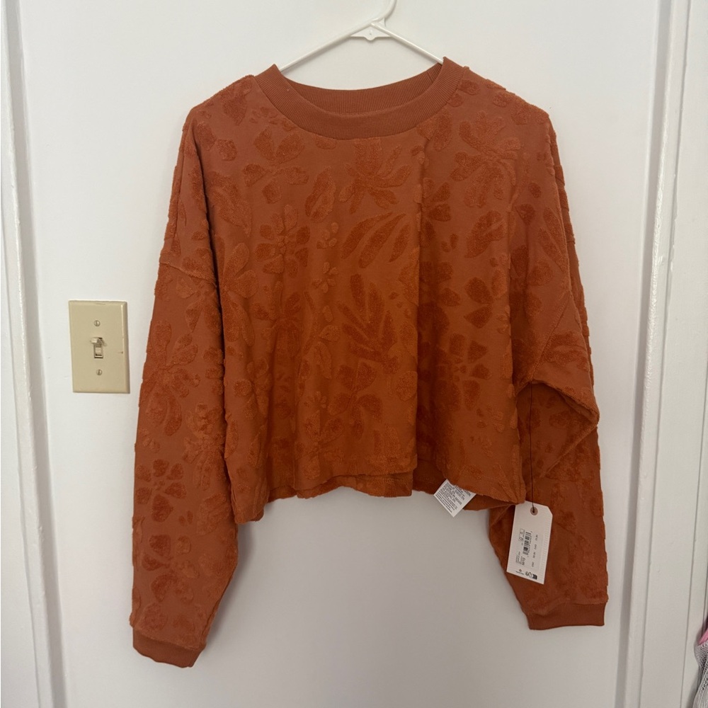 NWT Billabong Burnt Orange Floral french terry short set